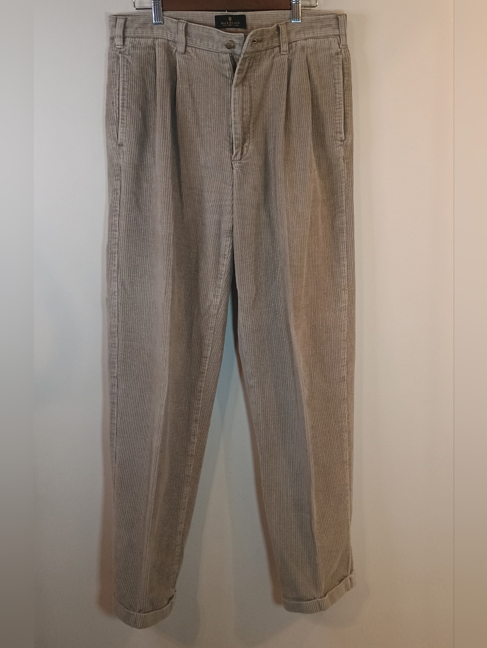 Y2k 90s Bill Blass Light Beige Corduroy Pleated Men’s Trousers